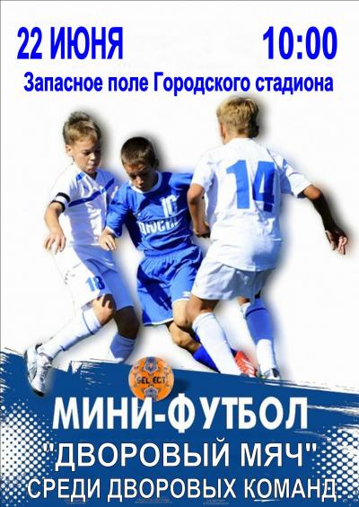 22 июня  на запасном футбольном поле Городского стадиона пройдёт турнир по мини - футболу «Дворовый мяч»